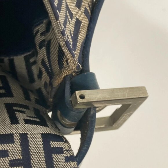 FENDI shoulder bag Mamma Baguette Zucchino Shoulder Bag Canvas/Leather Navy - Picture 11 of 14